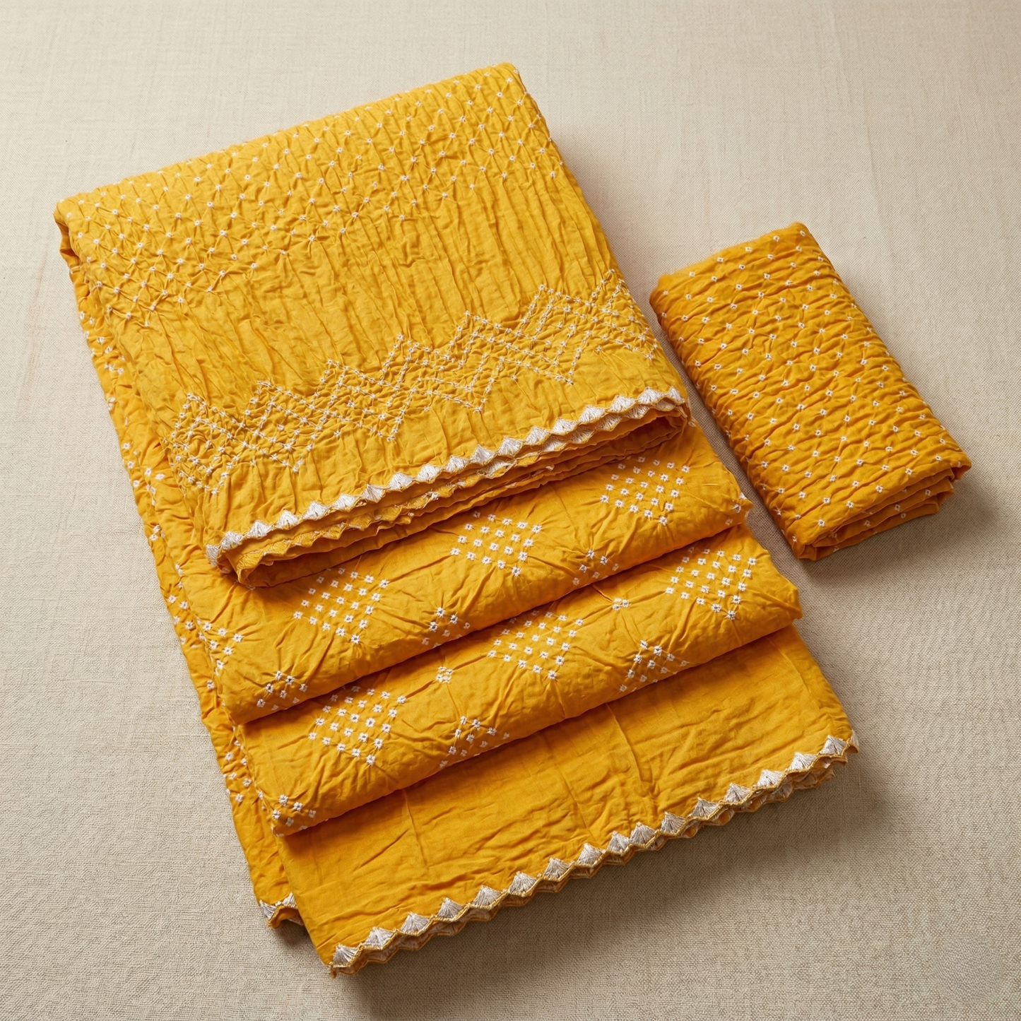 Vibrant Yellow Bandhani Silk Occasion Saree