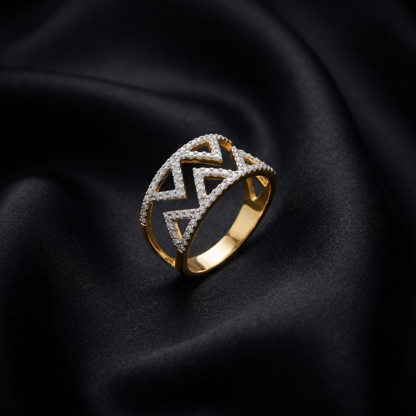 Geometric Openwork Diamond Gold Band