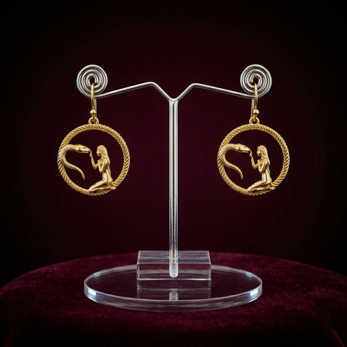 Serpent & Mermaid Gold-Plated Silver Drops
