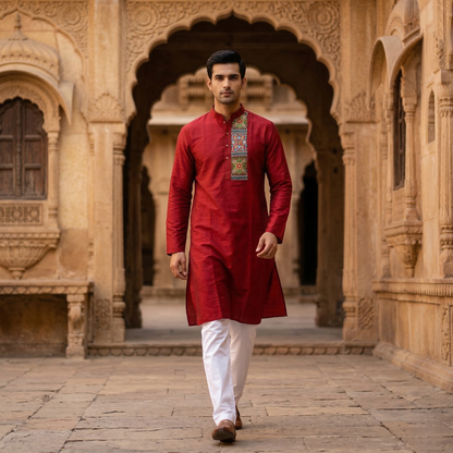 Crimson Silk Heritage Reinvented Kurta