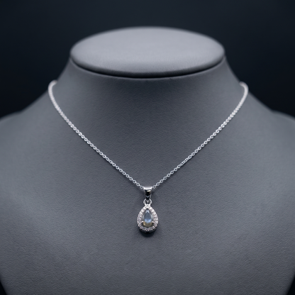 Elegant Pear-Cut Labradorite Silver Pendant