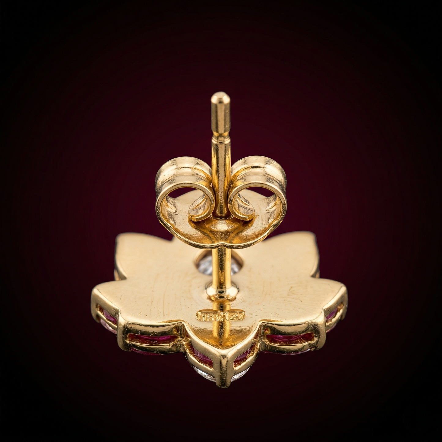 Royal Lotus Ruby Gold Plated Studs