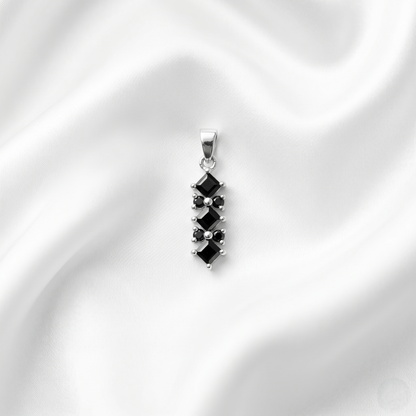 Elegant Geometric Blue Sapphire Silver Pendant