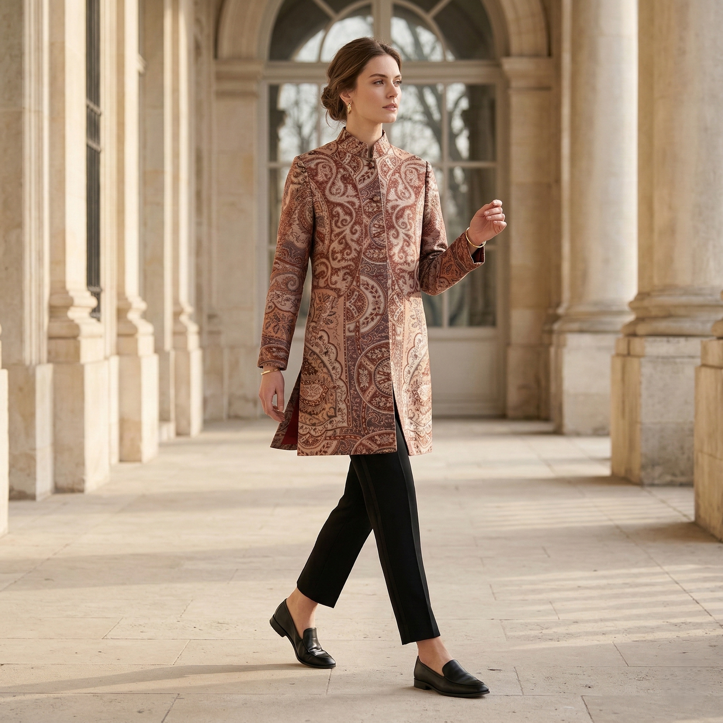 Elegance in Bloom Paisley Brocade Coat