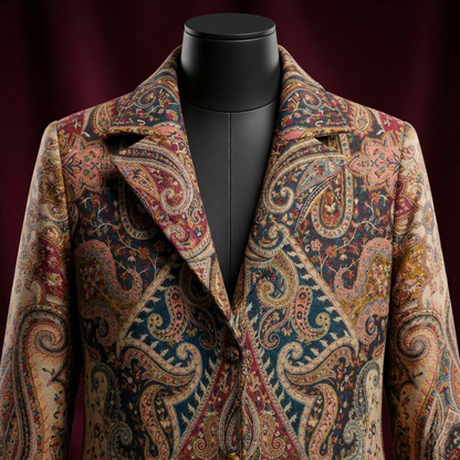 Ornate Heritage Paisley Tapestry Long Coat