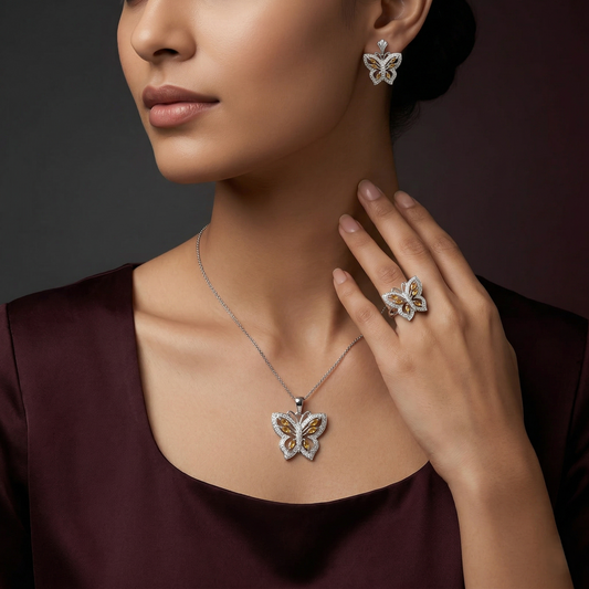 Celestial Flutter 92.5 Silver Pendant Set
