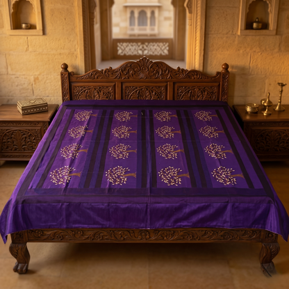 Royal Purple Tree Silk Luxury Bedcover