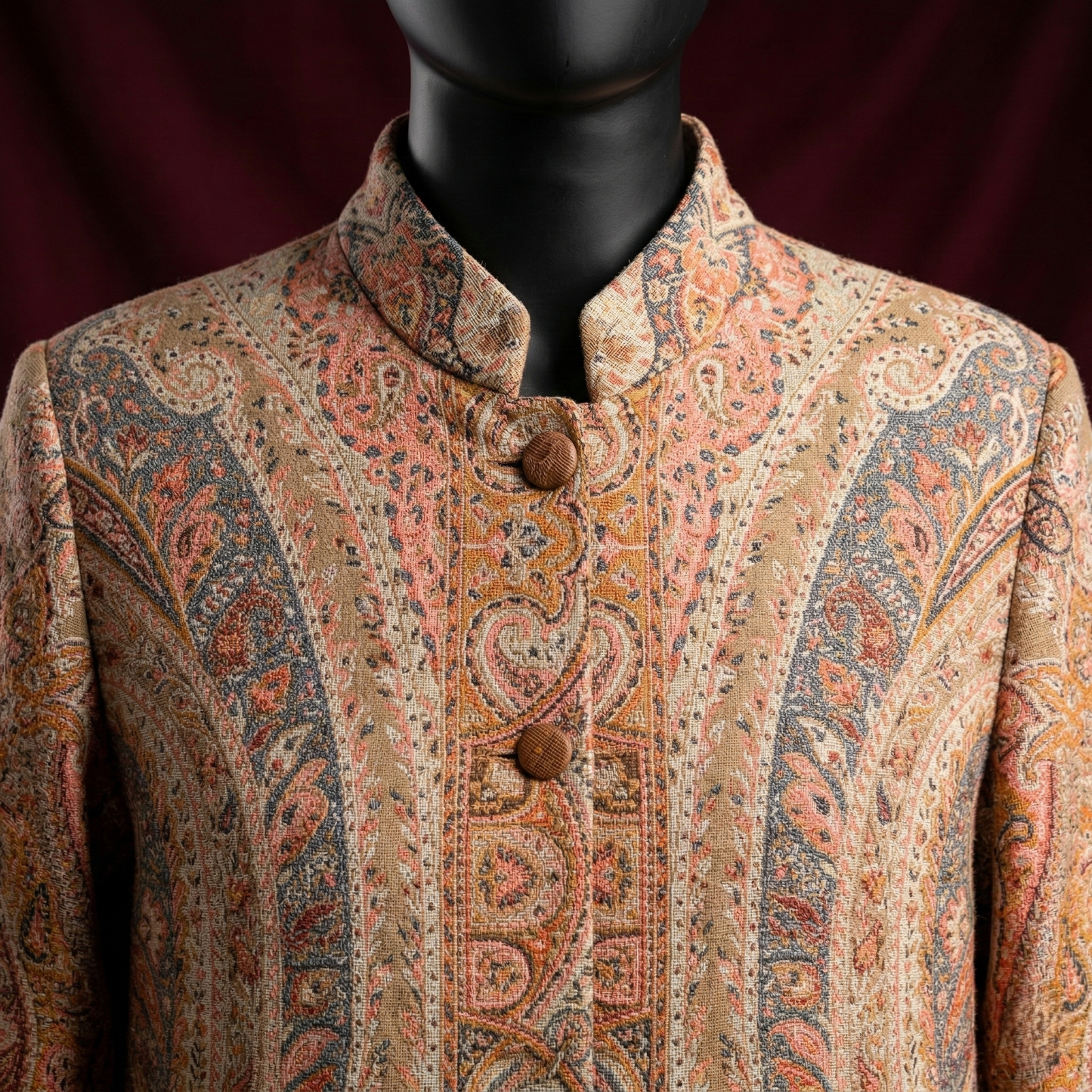 Elegant Intricate Paisley Pattern Long Coat