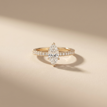 Marquise Diamond Yellow Gold Engagement Ring