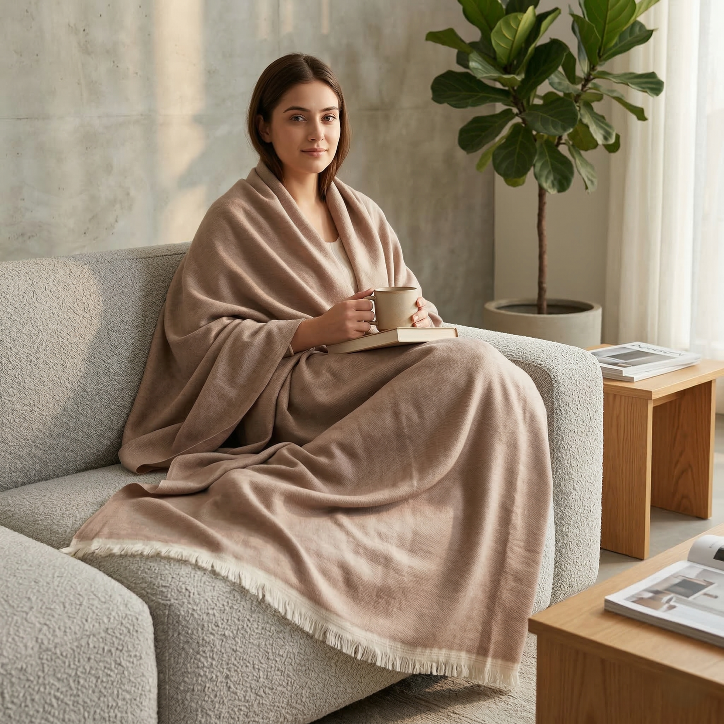 Hand Carved Heritage Pure Wool Oversized Blanket