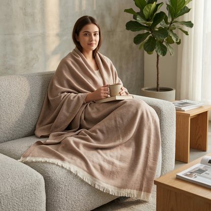 Hand Carved Heritage Pure Wool Oversized Blanket