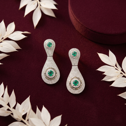 Emerald Radiance 92.5 Silver Drop Earrings