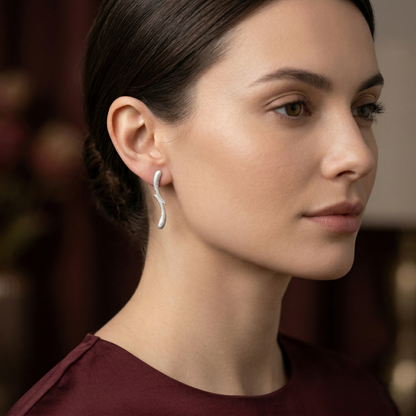 Ethereal Textured Silver Organic Curve Studs