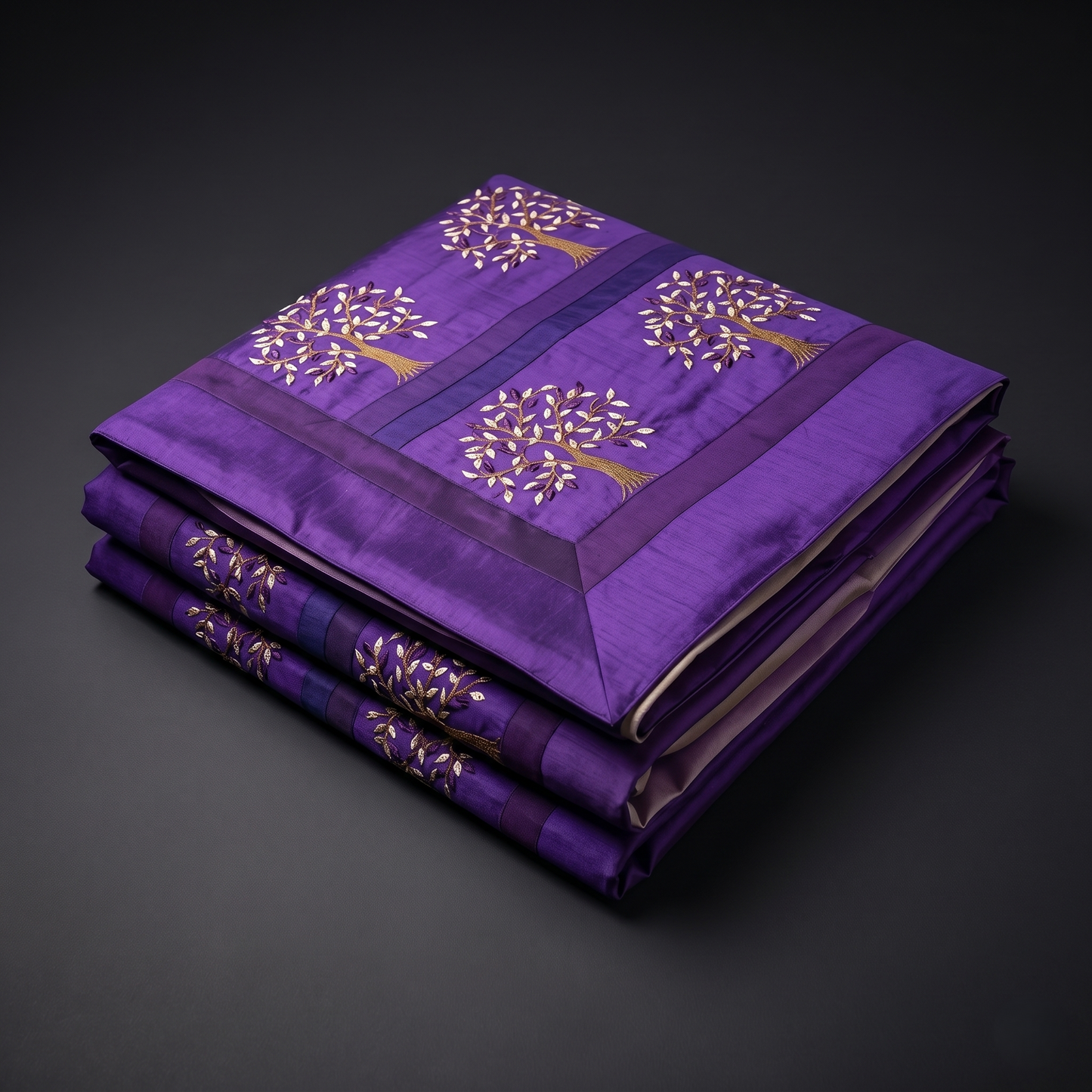 Royal Purple Tree Silk Luxury Bedcover