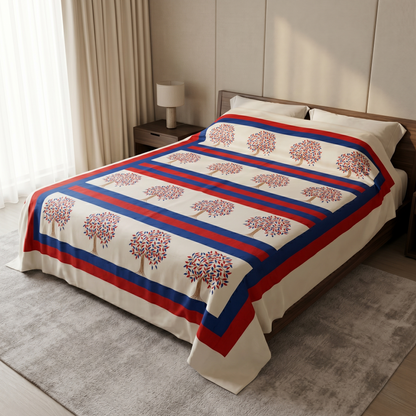 Royal Ivory Bedcover With Tree Motifs