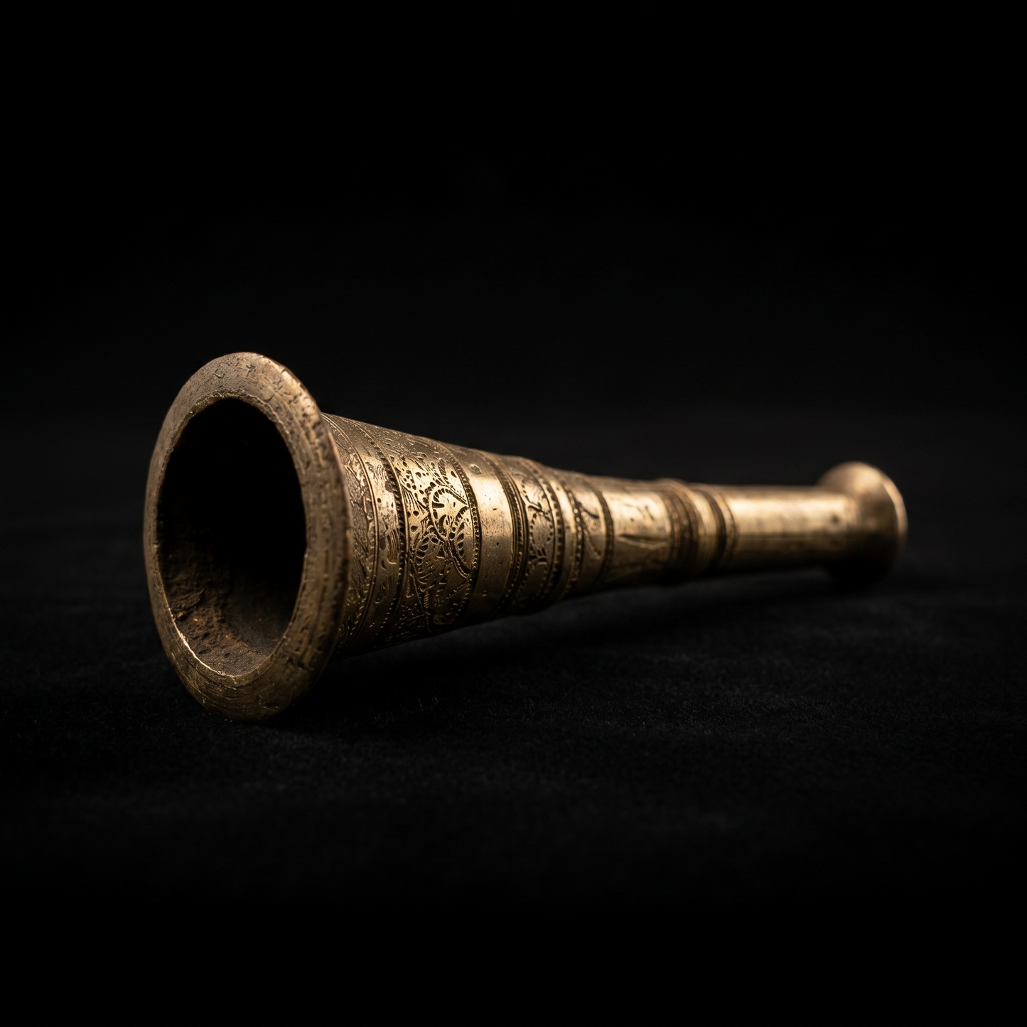Hand-Engraved Antique Brass Decorative Bud Vase