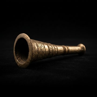 Hand-Engraved Antique Brass Decorative Bud Vase