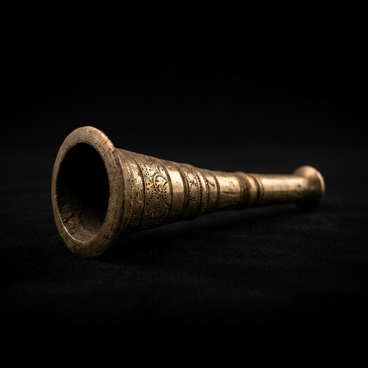 Hand-Engraved Antique Brass Decorative Bud Vase