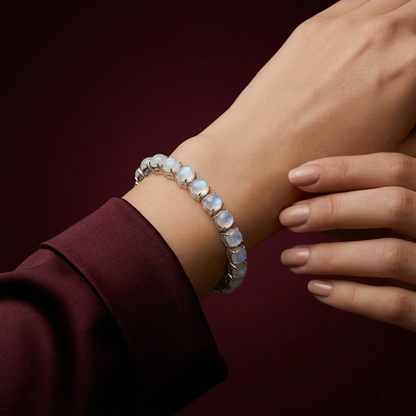 Celestial Ethereal Silver Moonstone Tennis Bracelet