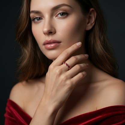 Gold Ruby Eternity Band Ring