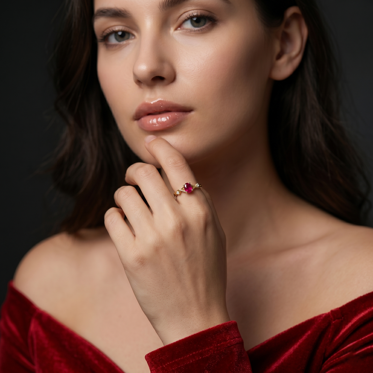 Royal Ruby Gold Twist Infinity Ring