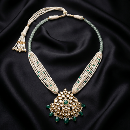Emerald and Pearl Traditional Statement Necklace