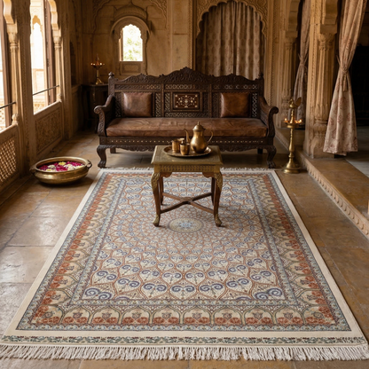 Royal Persian Silk Medallion Floor Rug