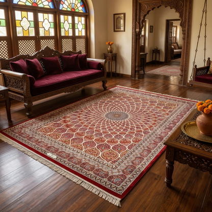 Maroon Medallion Intricate Persian Style Rug