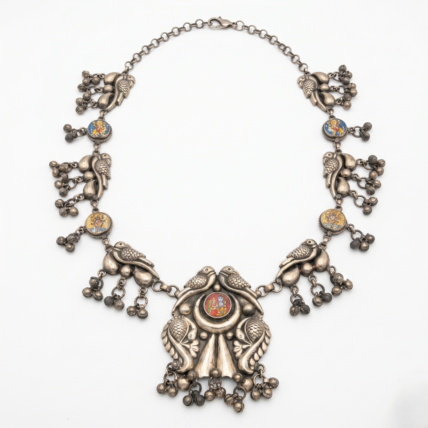 Handcrafted Silver Bird Motif Heritage Necklace