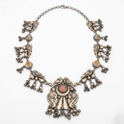 Handcrafted Silver Bird Motif Heritage Necklace
