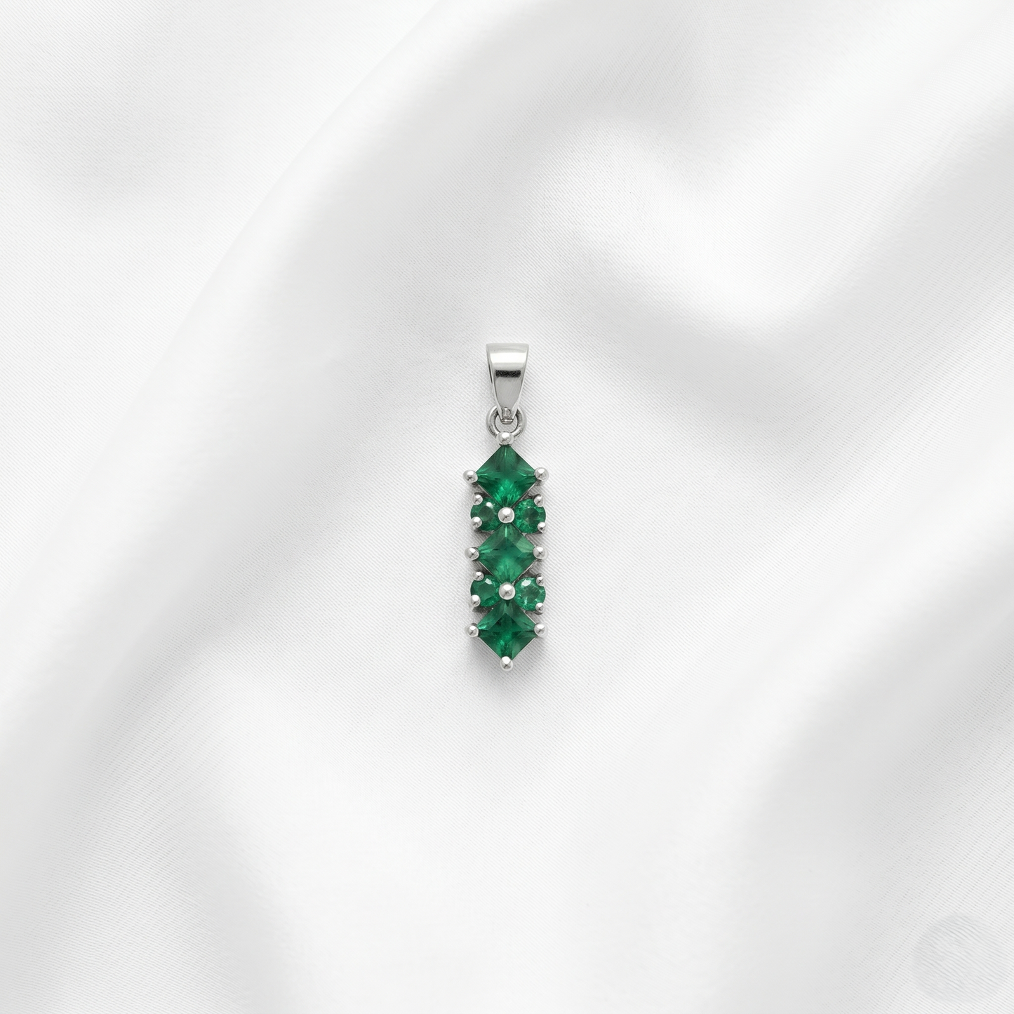 Vintage-Inspired Sterling Silver Emerald Pendant