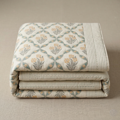 Sage & Marigold Floral Lattice Quilt