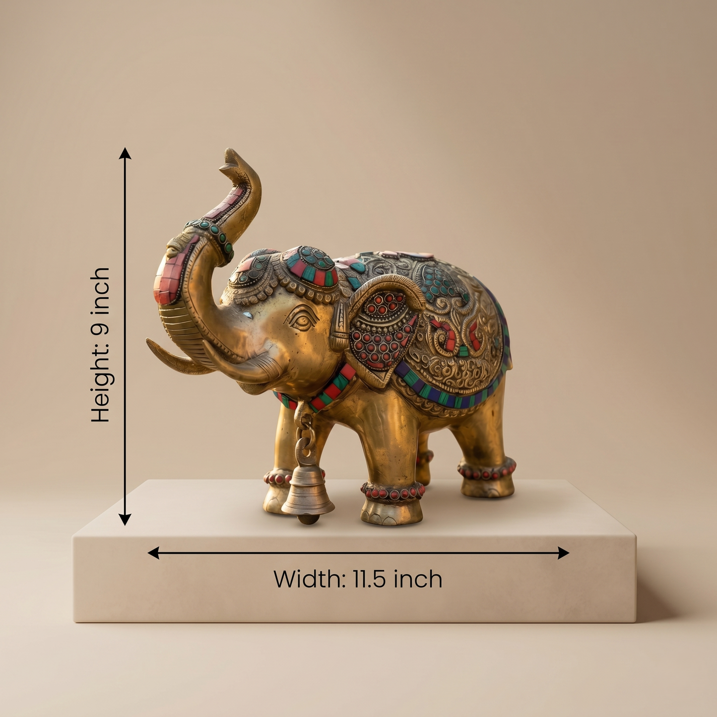 Majestic Ornamental Brass Elephant with Stones