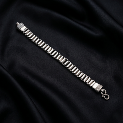 Handcrafted Sterling Silver Ribbed Link Bracelet