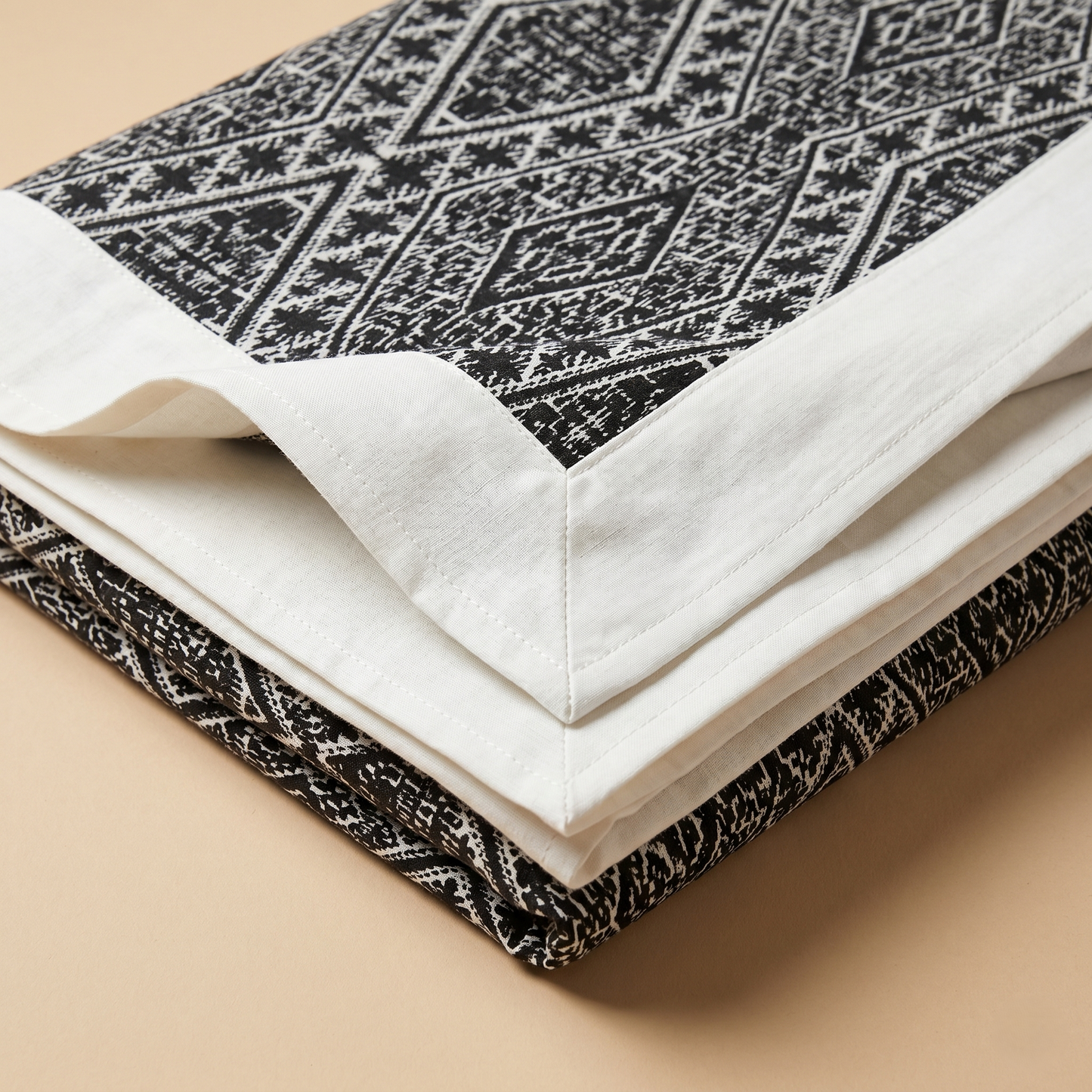 Geometric Simplicity Charcoal Handcrafted Luxury Bedcover