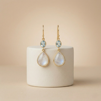 Celestial Moonlight Silver Drop Earrings