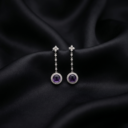Elegant Amethyst White Gold Drop Earrings