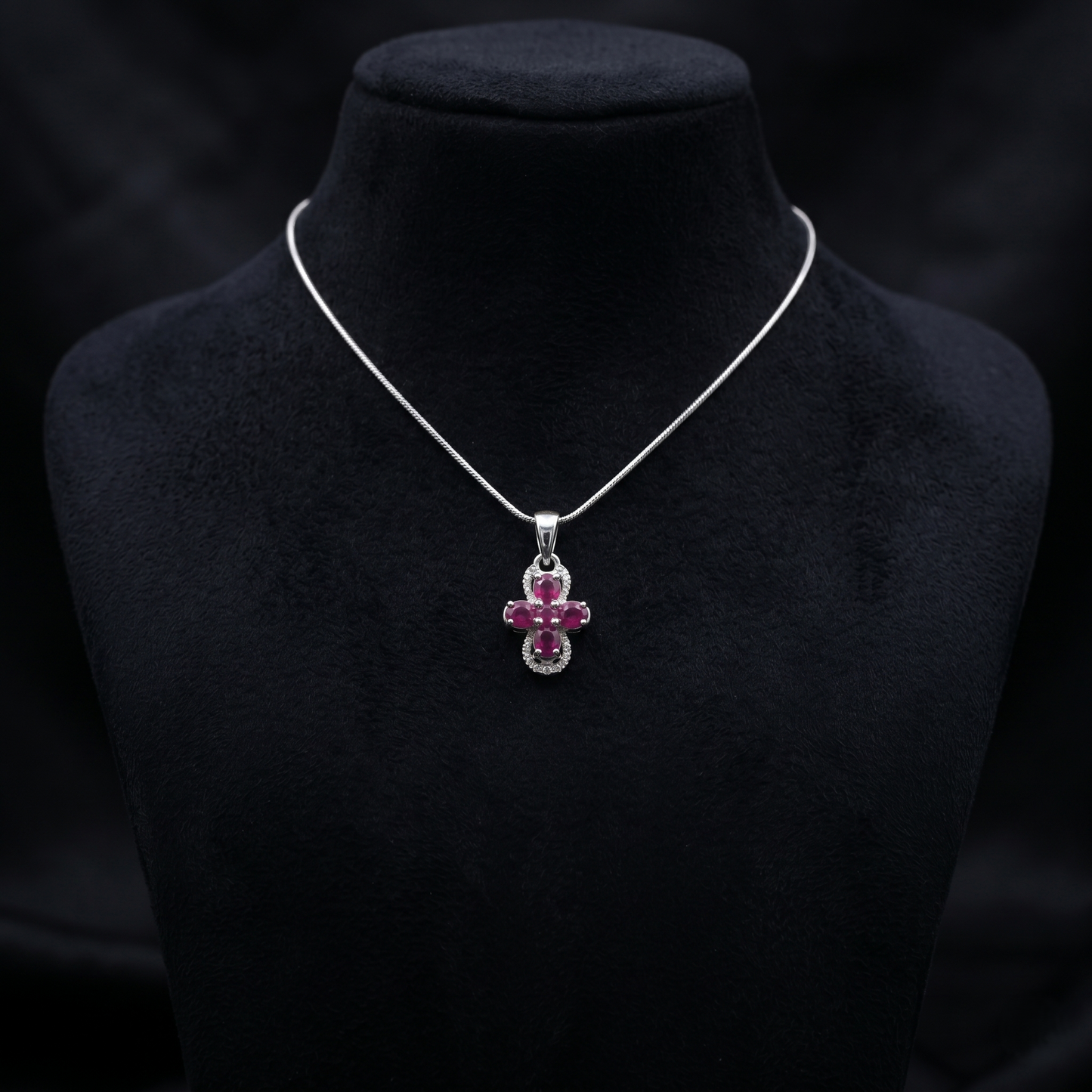 Floral Ruby 92.5 Silver Pendant