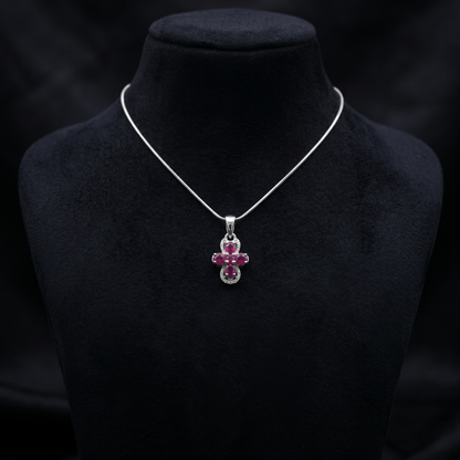 Floral Ruby 92.5 Silver Pendant