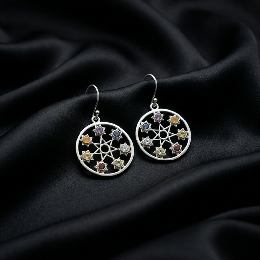 925 Silver Multi-Gemstone Celestial Hoop Earrings