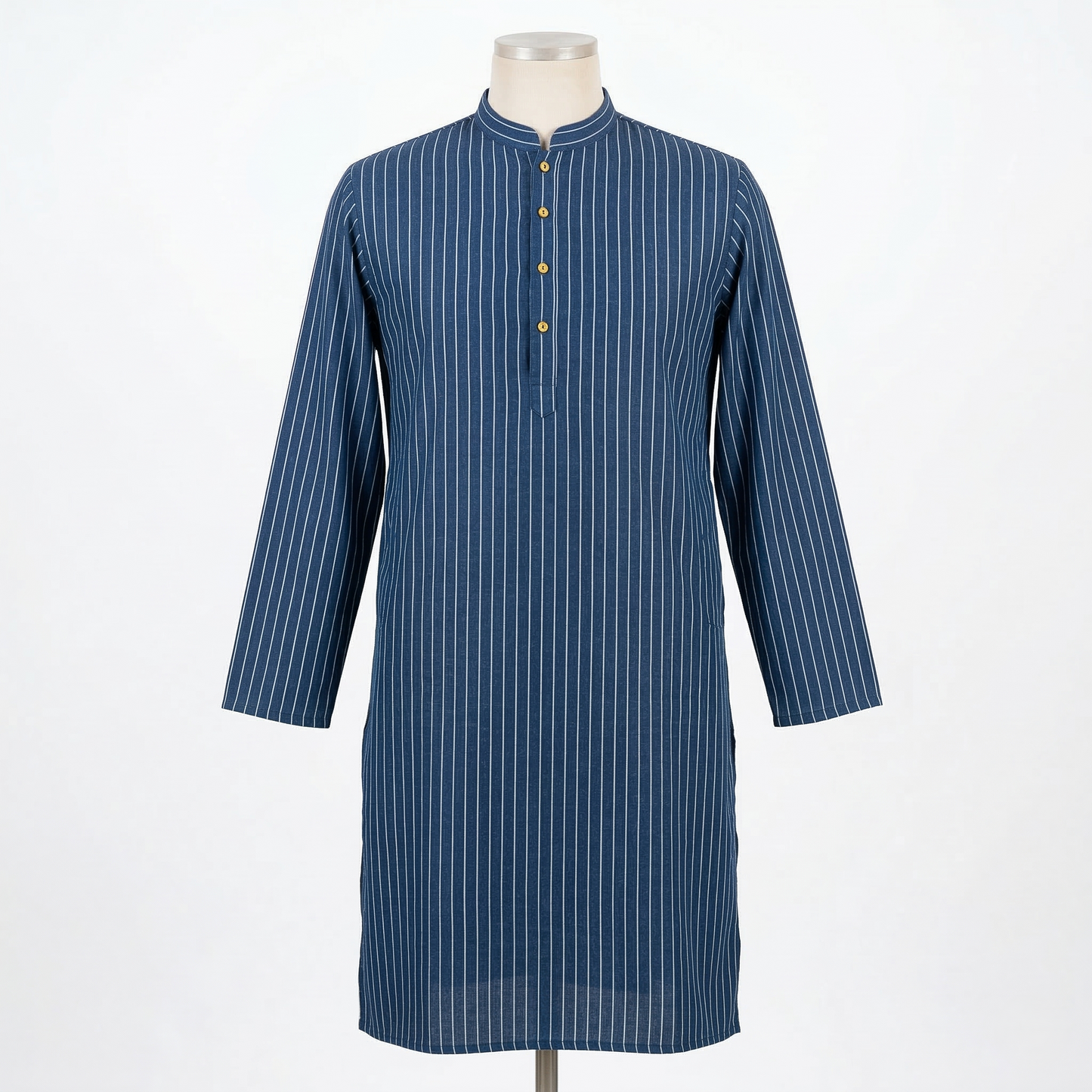 Blue Pinstripe Elegance in Royal Heritage