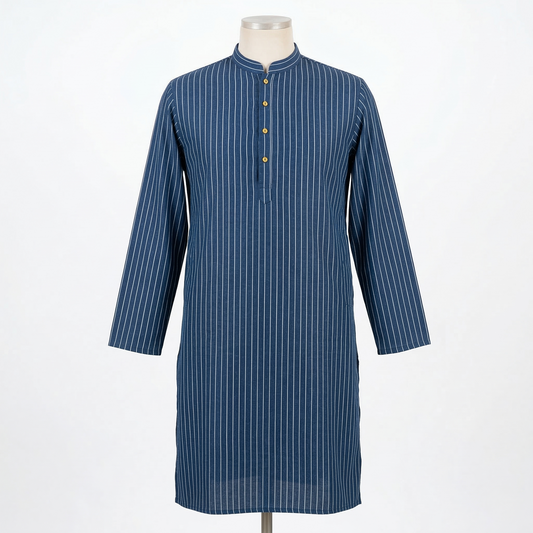 Blue Pinstripe Elegance in Royal Heritage