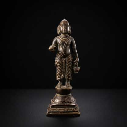 Antique Brass Lord Krishna Standing Idol