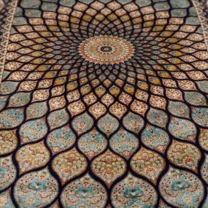 Turquoise Mandala Silk-Touch Persian Rug