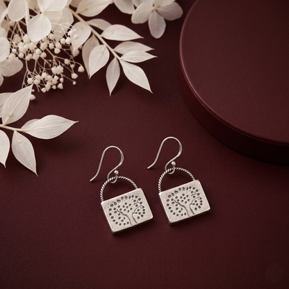 Handcrafted Tree of Life Silver Earrings