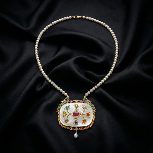 Royal Navratna Mother-of-Pearl Heritage Necklace