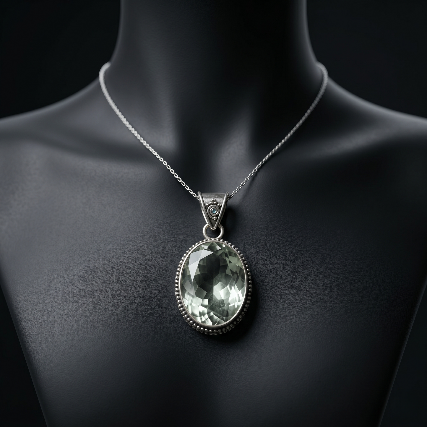 Oval Prasiolite Heritage Silver Artisan Pendant