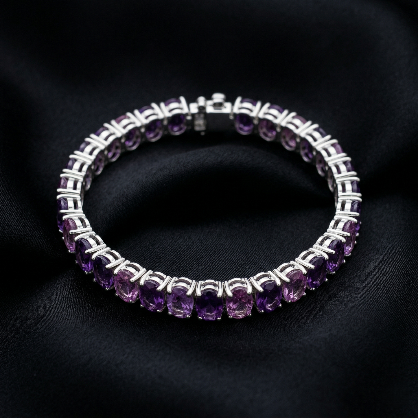 Radiant Amethyst Silver Tennis Bracelet Bloom
