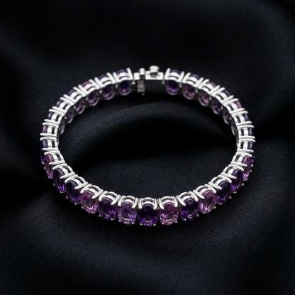 Radiant Amethyst Silver Tennis Bracelet Bloom