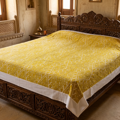 Yellow Geometric Simplicity Luxury Cotton Bedcover